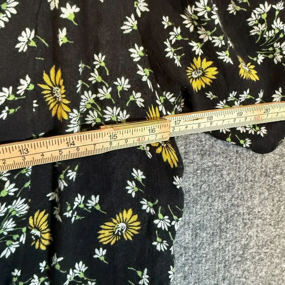 Free People Romper Dress Womens‎ 6 Black Ditsy Floral Short Sleeve Bohemian